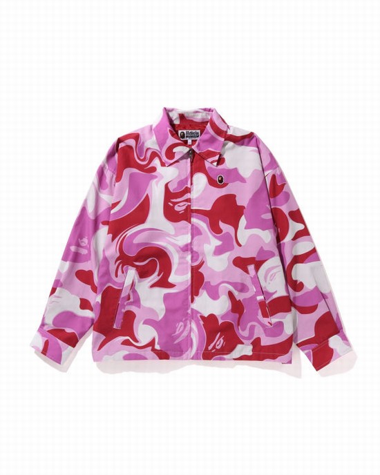 Dámské Bundy Bape Marble Camo Oversized Zip Růžové | 76813VPQJ
