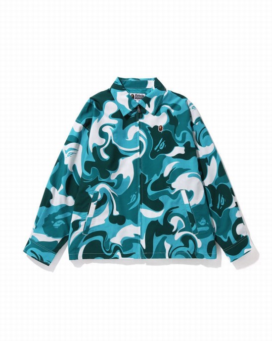 Dámské Bundy Bape Marble Camo Oversized Zip Mátově Zelená | 82759PCDL