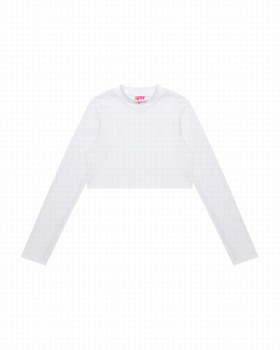 Dámské Halenka Bape Cropped turtle neck Bílé | 74082BZPY