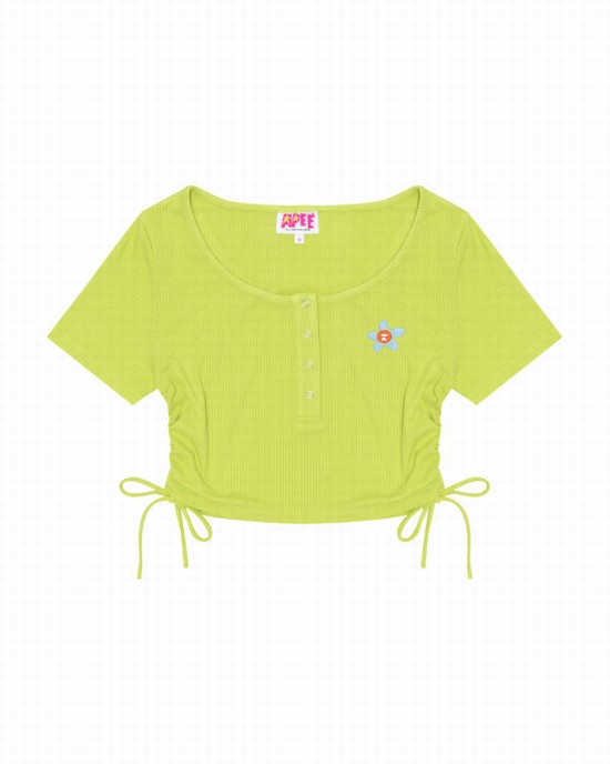 Dámské Halenka Bape Logo drawstring cropped Světle Zelene | 12836KSVH