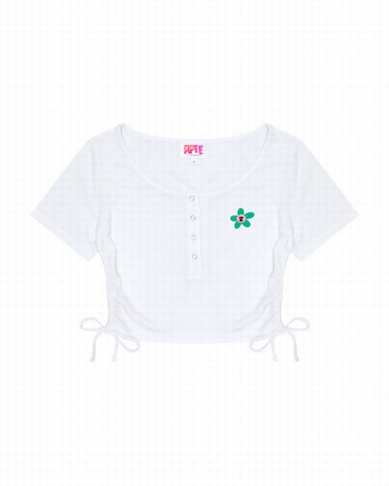 Dámské Halenka Bape Logo drawstring cropped Bílé | 64832YHVN