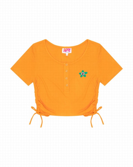 Dámské Halenka Bape Logo drawstring cropped Oranžové | 85179VEKQ