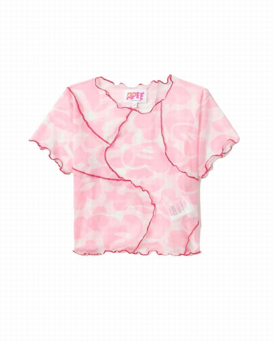 Dámské Halenka Bape Pattern mesh crop Růžové | 01934GXUL