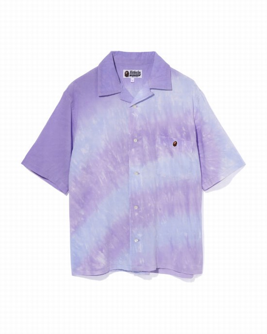 Dámské Košile Bape Ape Head One Point Dye Fialové | 74318MWYG