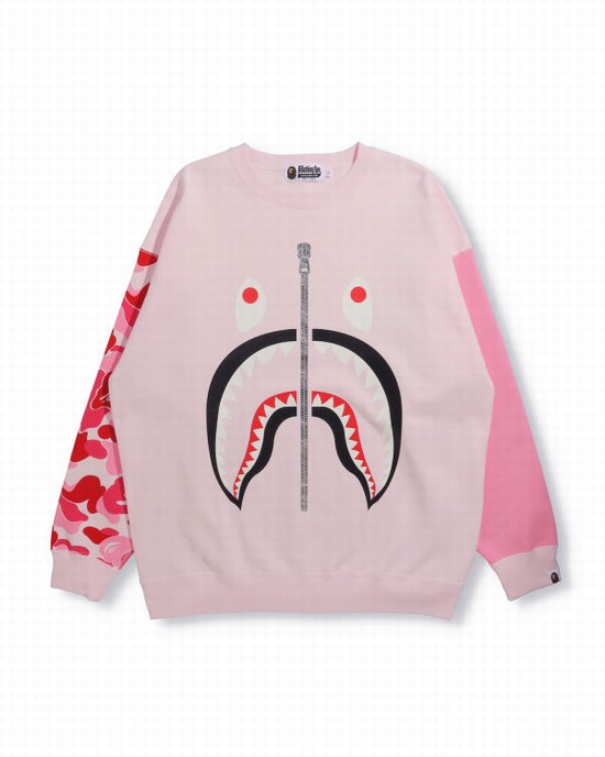 Dámské Mikiny Bape Big ABC Camo Shark Oversized Crew Neck Růžové | 26479UQPZ