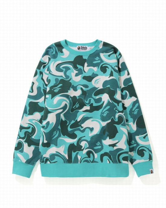 Dámské Mikiny Bape Marble Camo Oversized Crewneck Mátově Zelená | 50836HWEN