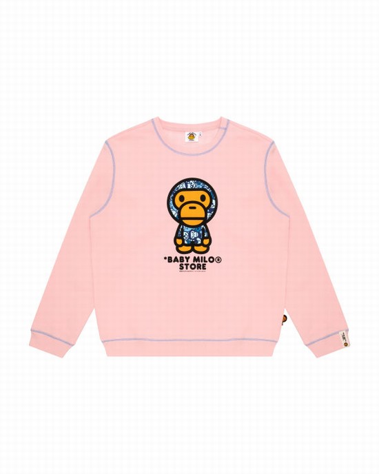 Dámské Mikiny Bape Milo crew neck Růžové | 54817YLHW
