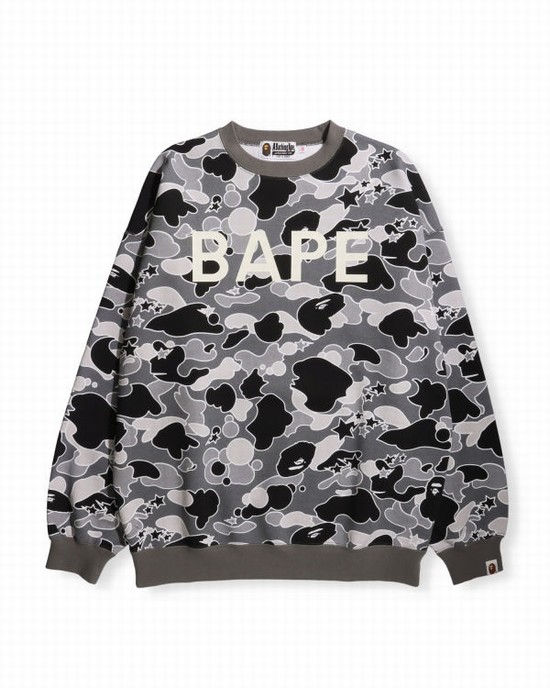 Dámské Mikiny Bape STA Camo Oversized Crewneck Černé | 97513GSVX