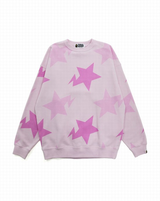 Dámské Mikiny Bape STA Pattern Oversized Crewneck Růžové | 21406INOG
