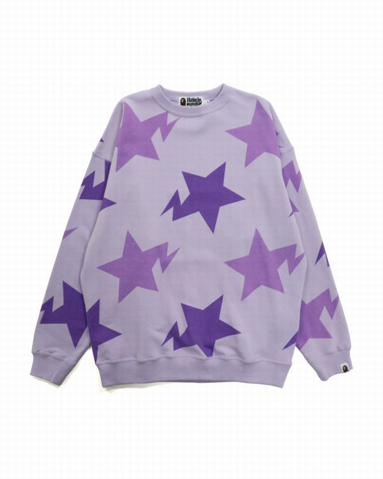 Dámské Mikiny Bape STA Pattern Oversized Crewneck Fialové | 54813JNYX