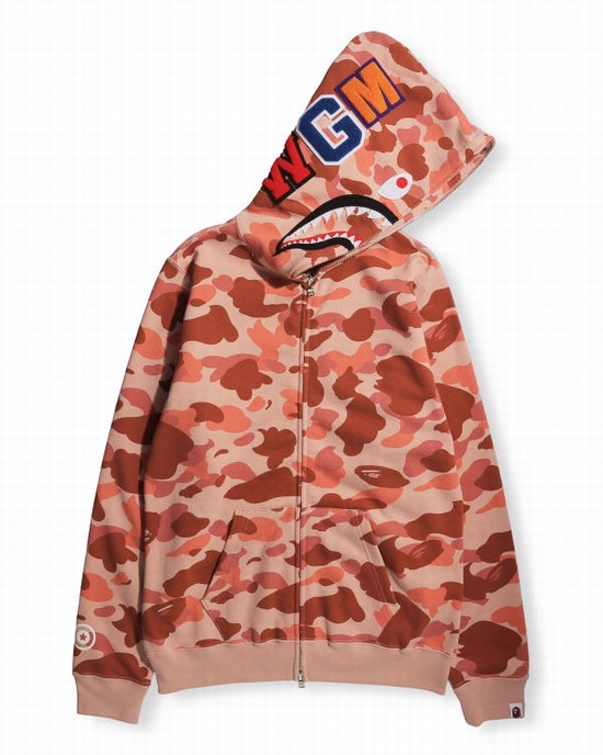 Dámské Mikiny S Kapucí Bape 1st Camo Shark Full Zip Růžové | 09584WAQX