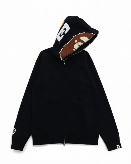 Dámské Mikiny S Kapucí Bape 2nd Ape Full Zip Černé | 81354XEIQ
