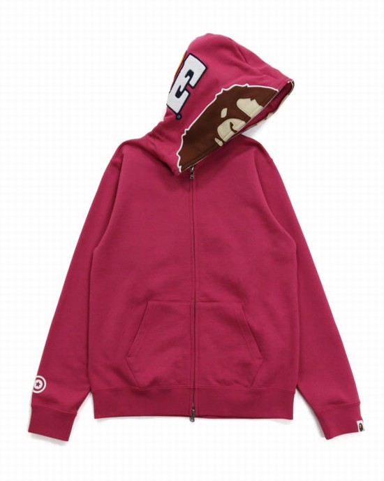 Dámské Mikiny S Kapucí Bape 2nd Ape Full Zip Růžové | 91653MTSI