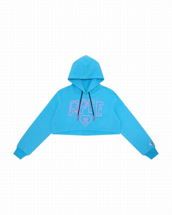 Dámské Mikiny S Kapucí Bape Apee logo cropped hoody Blankyt | 93618TFQY