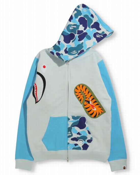 Dámské Mikiny S Kapucí Bape Big ABC Camo Multi Shark Full Zip Blankyt | 41972CEUJ