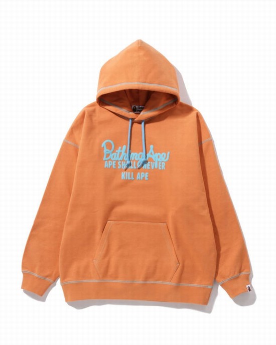 Dámské Mikiny S Kapucí Bape Color Stitching Oversized Pullover Oranžové | 38592GKCF