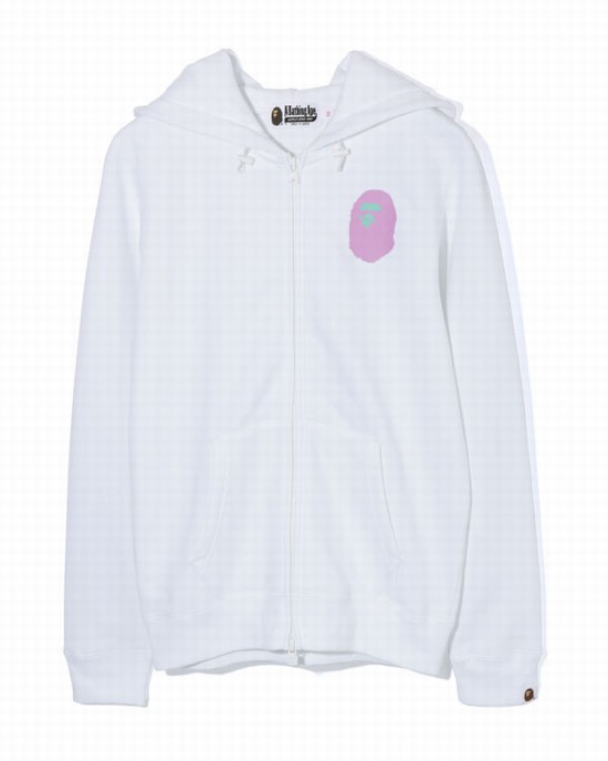 Dámské Mikiny S Kapucí Bape Colours multi logo zip Bílé | 28709YNUB
