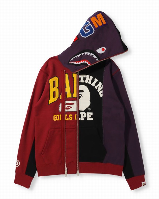 Dámské Mikiny S Kapucí Bape Docking Shark Full Zip Černé | 62758HCWJ