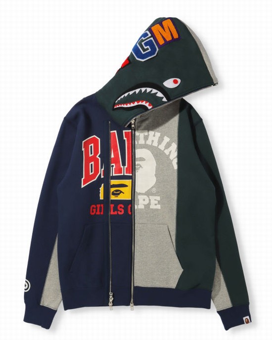 Dámské Mikiny S Kapucí Bape Docking Shark Full Zip Šedé | 79581GWPY
