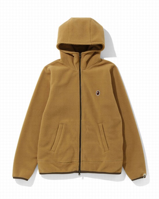 Dámské Mikiny S Kapucí Bape Fleece one point zip Béžový | 48905ACLF