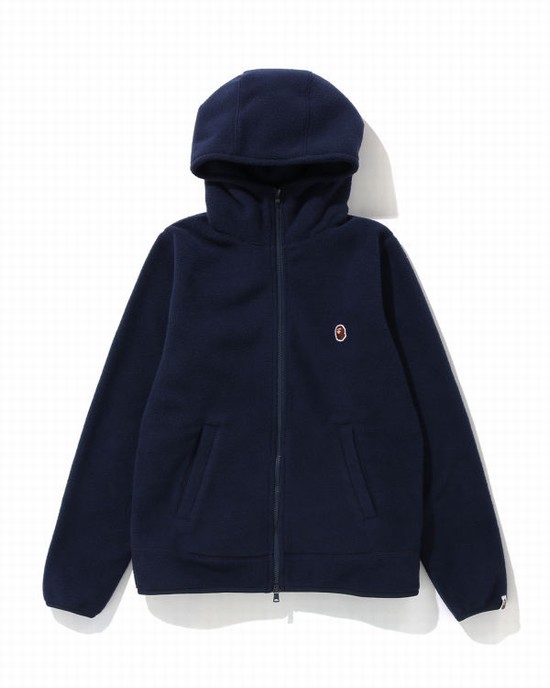 Dámské Mikiny S Kapucí Bape Fleece one point zip Tmavě Blankyt Blankyt | 68517HMWS