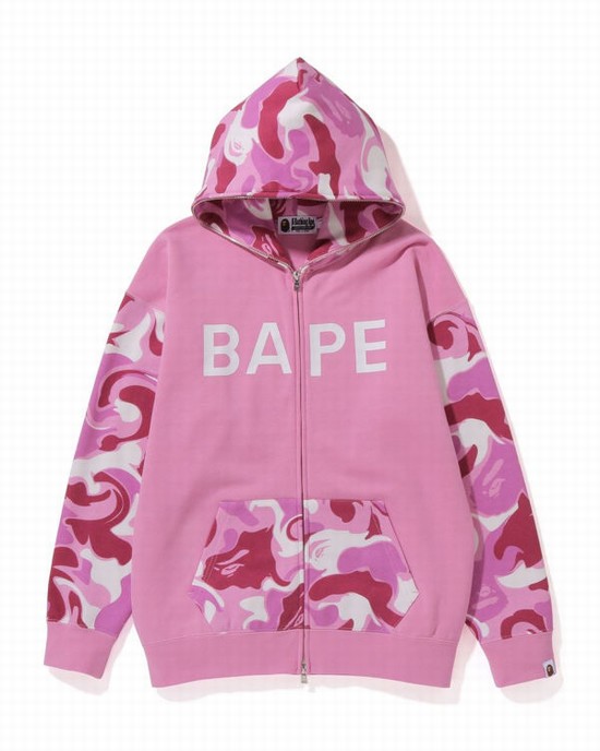 Dámské Mikiny S Kapucí Bape Marble Camo Oversized Full Zip Růžové | 90387JPZL