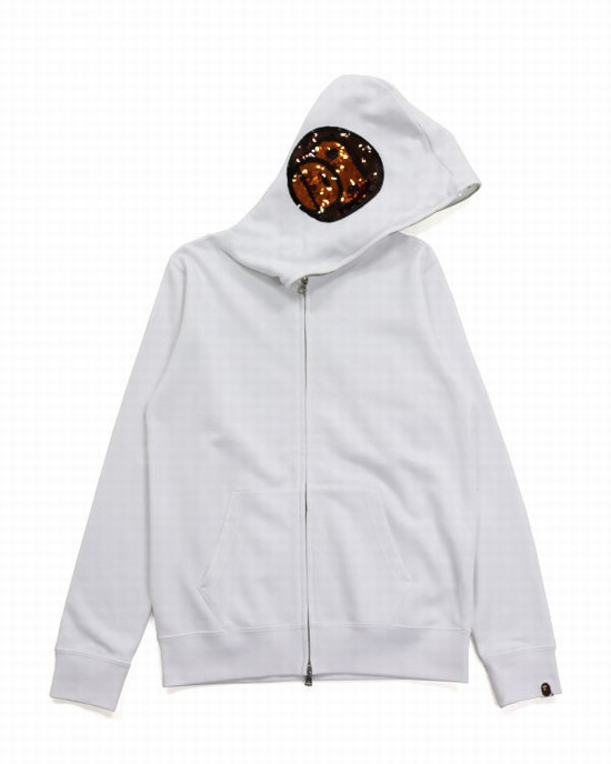 Dámské Mikiny S Kapucí Bape Milo Sequin Full Zip Bílé | 60917NEAL