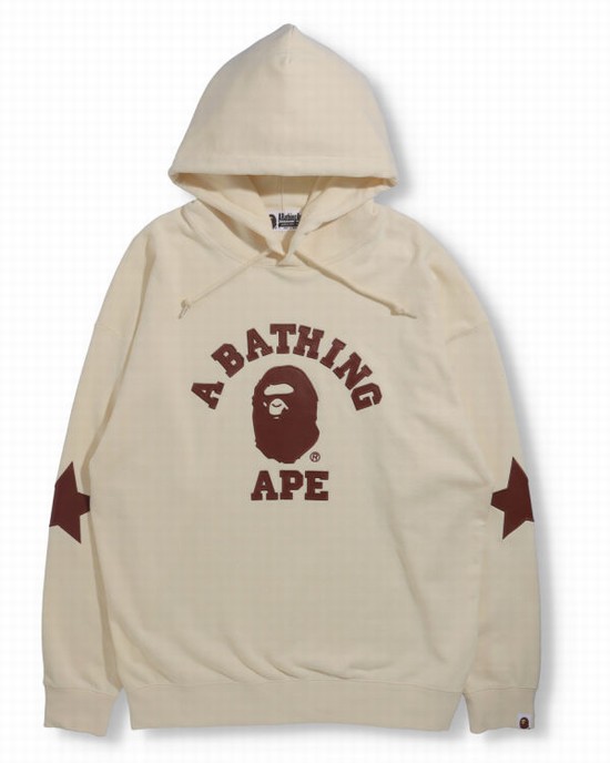 Dámské Mikiny S Kapucí Bape Patched Oversized Pullover Bílé | 56210QZLH