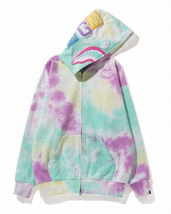 Dámské Mikiny S Kapucí Bape Tie-Dye Shark Oversized Full Zip Viacfarebný | 68029WTOF