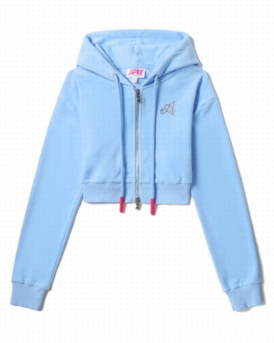 Dámské Mikiny S Kapucí Bape Towelling zip-up crop Blankyt | 30216QUVK