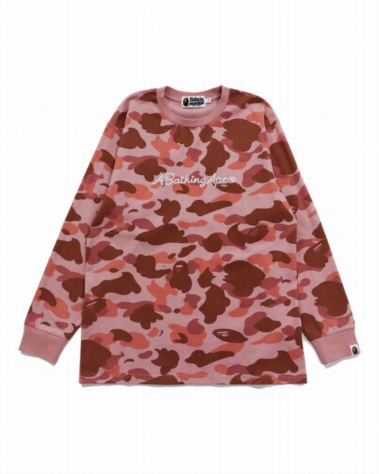 Dámské Tričko Bape 1st Camo Oversized L/S Růžové | 10243XSKP