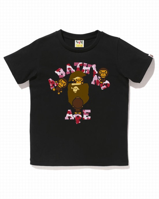 Dámské Tričko Bape ABC Camo College Milo Černé | 25479QSOL