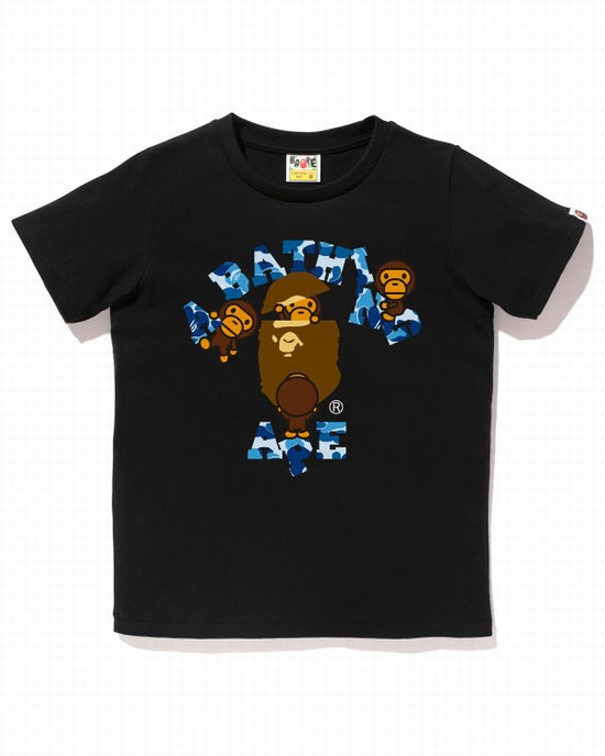 Dámské Tričko Bape ABC Camo College Milo Černé | 37960YONC