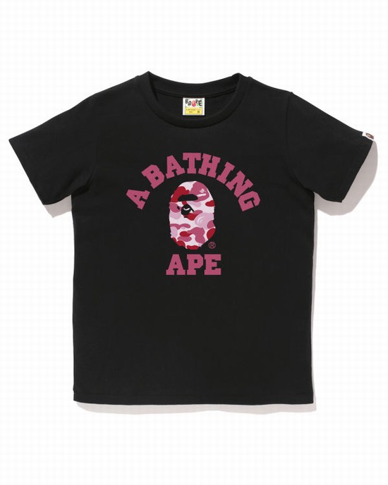 Dámské Tričko Bape ABC Camo College Černé | 73142WDIO