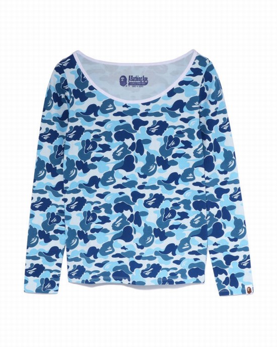 Dámské Tričko Bape ABC Camo L/S Světle Blankyt | 63418VDLC