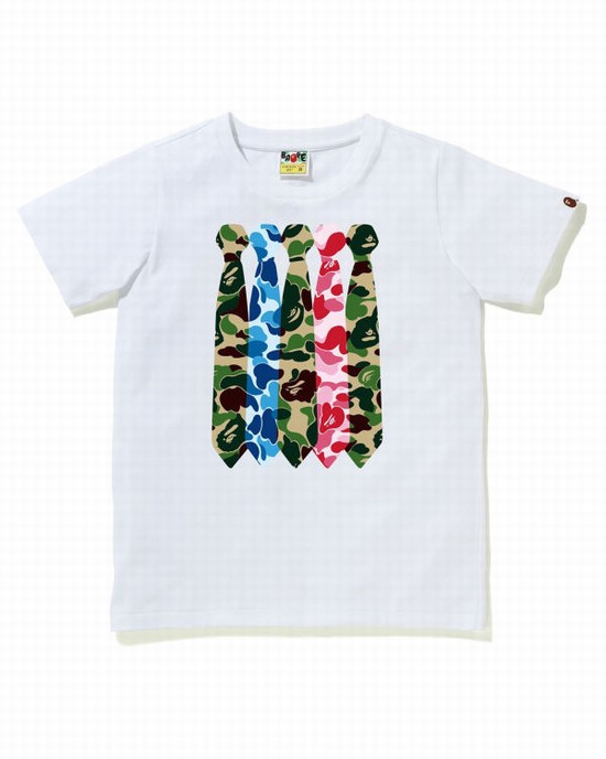 Dámské Tričko Bape ABC Camo Neck Bílé | 98036QXZO