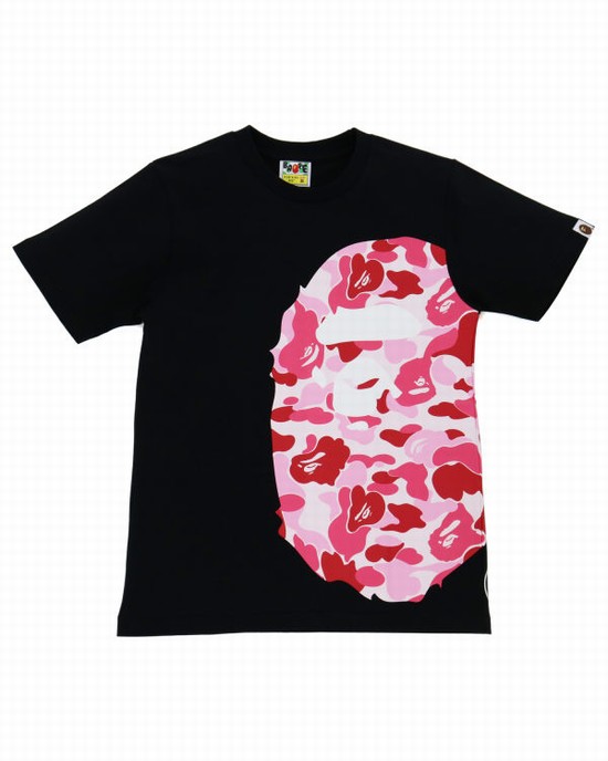 Dámské Tričko Bape ABC Camo Side Big Ape Head Černé | 52437IDMP