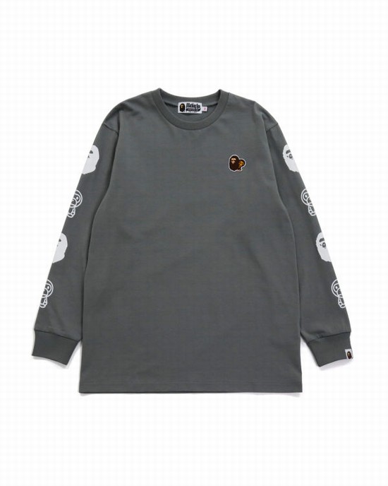 Dámské Tričko Bape Ape Head & Milo One Point Šedé | 84629BCAM
