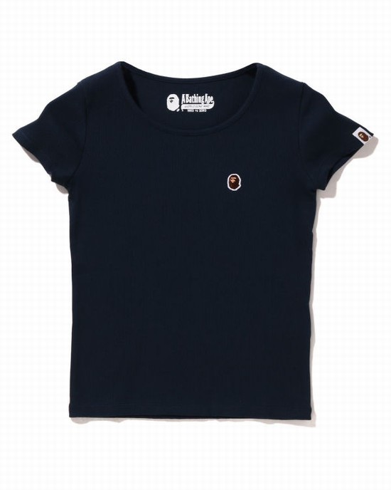 Dámské Tričko Bape Ape Head One Point Rib Tmavě Blankyt Blankyt | 30821YUZM
