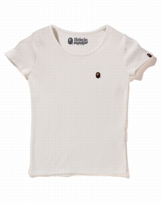 Dámské Tričko Bape Ape Head One Point Rib Bílé | 90314KFMX