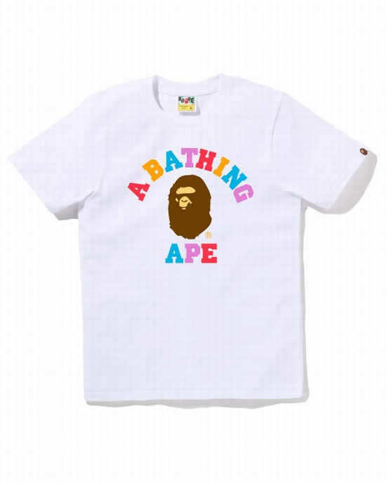 Dámské Tričko Bape Colors College Bílé | 01963HODP