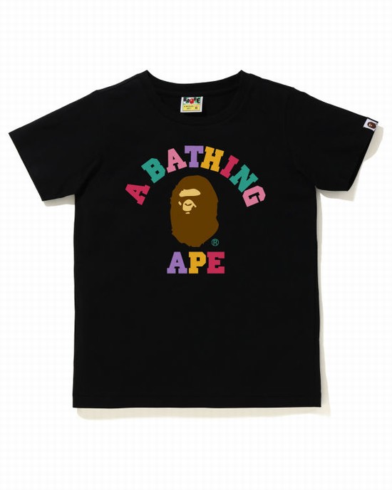 Dámské Tričko Bape Colors College Černé | 15376JWOZ