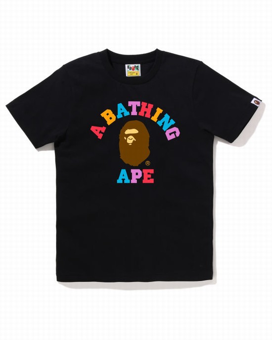 Dámské Tričko Bape Colors College Černé | 91750HQNY