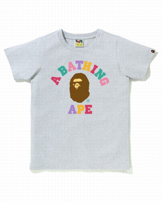 Dámské Tričko Bape Colors College Šedé | 87351LZNU