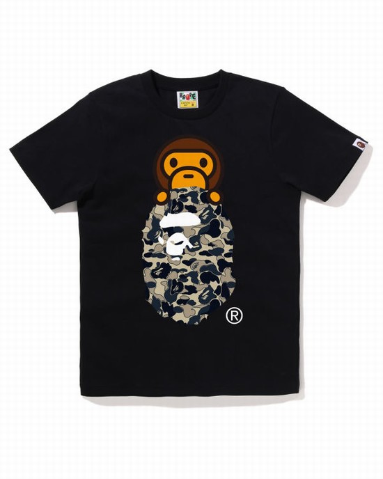 Dámské Tričko Bape Cookie Camo 2 Milo On Ape Head Černé | 45208AZYV
