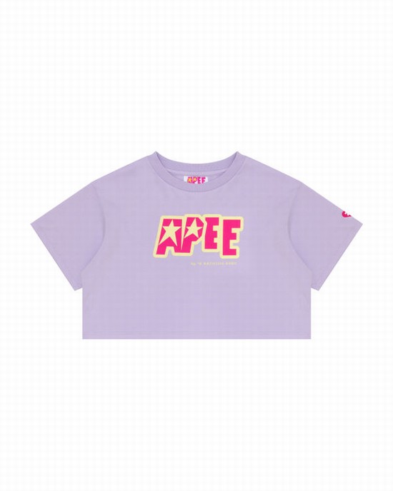 Dámské Tričko Bape Double logo cropped Fialové | 70135BPOH