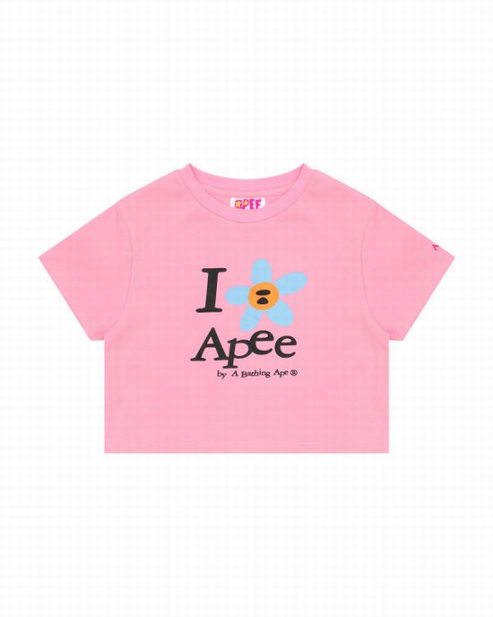 Dámské Tričko Bape Flower cropped Růžové | 39547JQXG