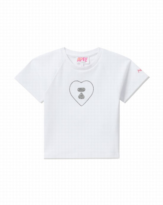 Dámské Tričko Bape Grafická crop #2 Bílé | 63572KOIX