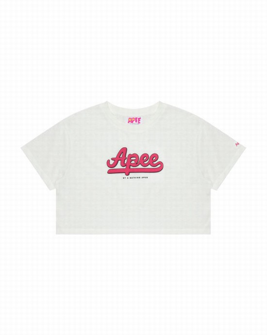 Dámské Tričko Bape Grafická cropped Bílé | 34875LIOF