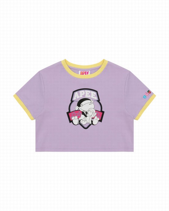 Dámské Tričko Bape Grafická cropped Fialové | 29645OHKE